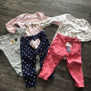 2 outfits heart print and owl print